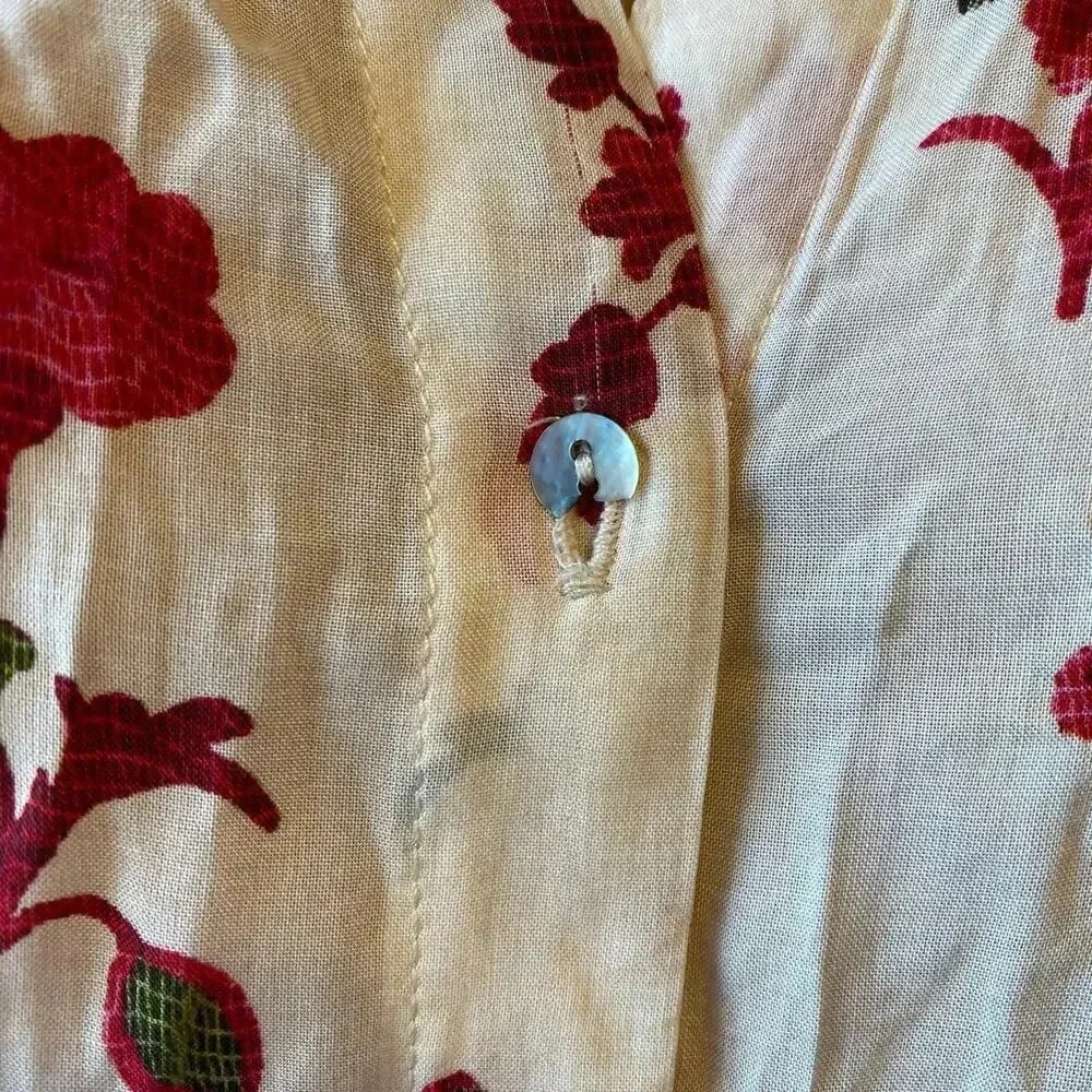 Zara Boho Floral Summer Beach Button Up Shirt Women Size XS